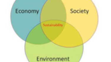 Image of typical representation of sustainability as three intersecting circles 